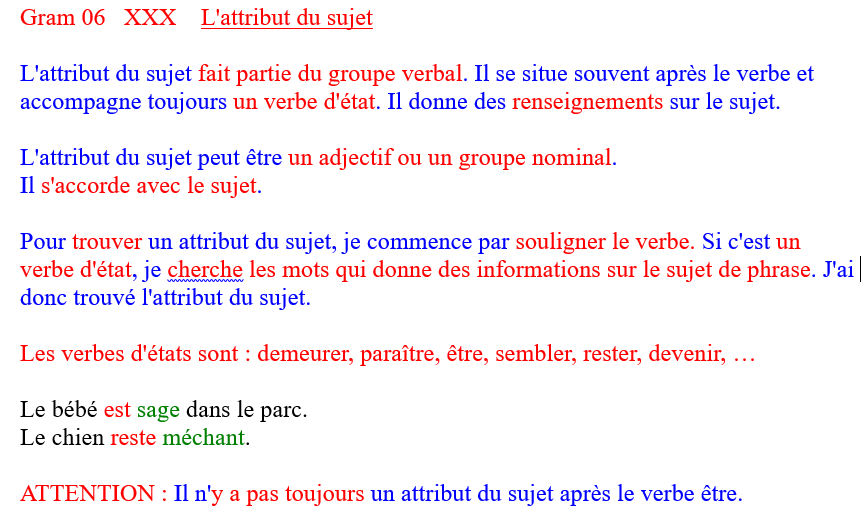 Comment Reconnaître Un Attribut Du Sujet Dans Une Phrase